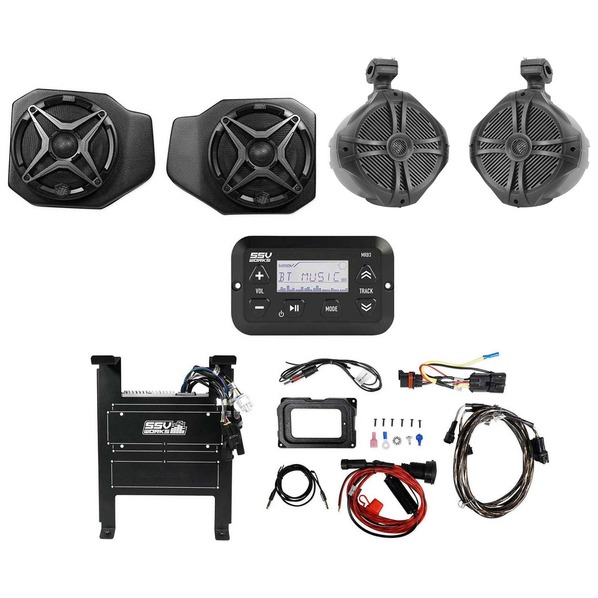 Bluetooth Receiver, Front Speakers & 8" Rockville Tower Speakers for Ranger XP1000