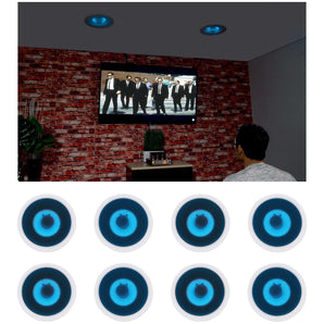 8) Rockville HC65B-LED 6.5" 500 Watt In-Ceiling Home Theater Speakers w/Blue LED