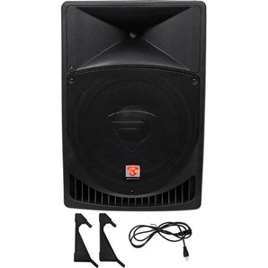 (2) Rockville RPG15 15" Powered 1000 Watt DJ PA Speakers+(2) Rolling Travel Bags