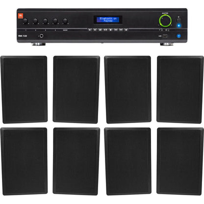 VMA1120 Amplifier + (8) RockSlim Black Wall Speakers Bundle