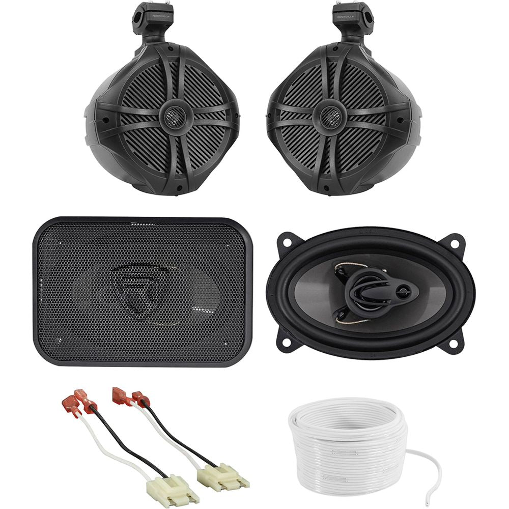 8" Swivel Tower Speakers+Front Speaker Upgrade For 1987-1995 JEEP WRANGLER YJ