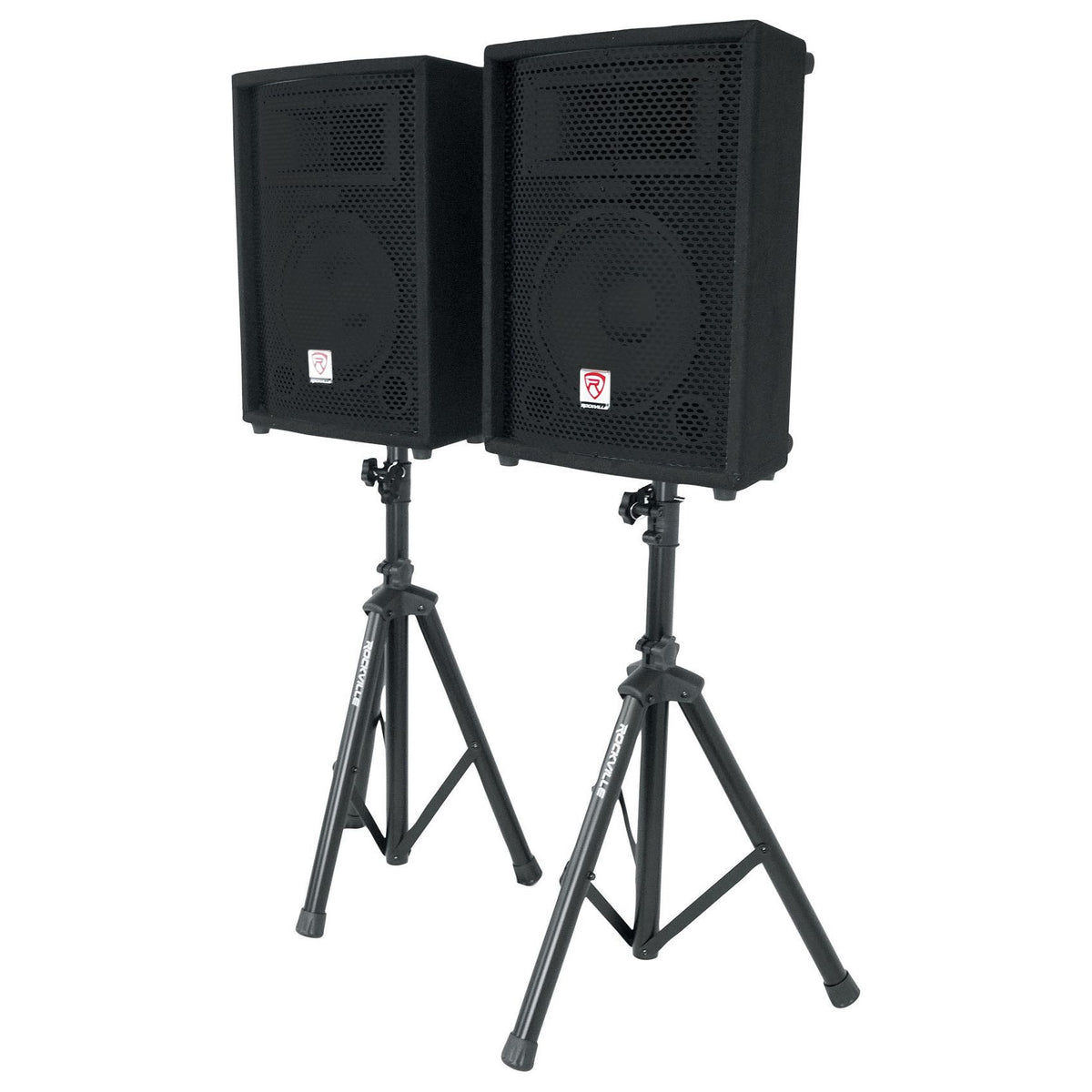 Rockville RPG2X10 Box 1 includes 2 800w Passive DJ PA Speakers+2 Stands+2 Mics+Cables
