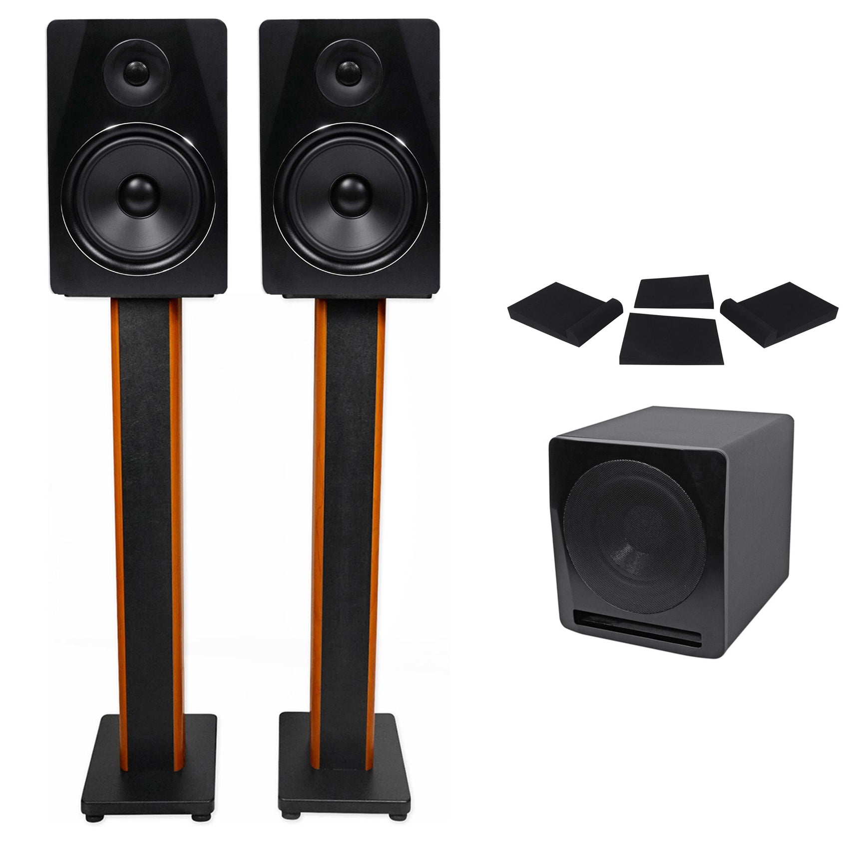  Rockville APM8W 8 2-Way 500W Active/Powered USB Studio Monitor  Speakers Pair, White : Video Games