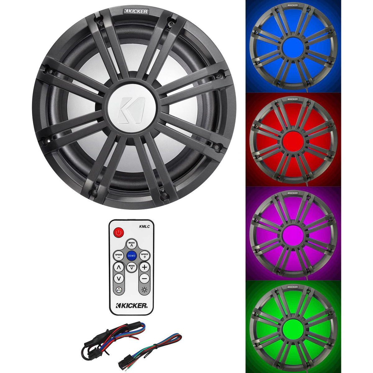 45KMF104 Subwoofer, 45KMG10C Charcoal Grille, and 41KMLC LED Remote