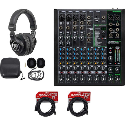 ProFX10v3 Mixer with Studio Headphones and Two XLR Cables