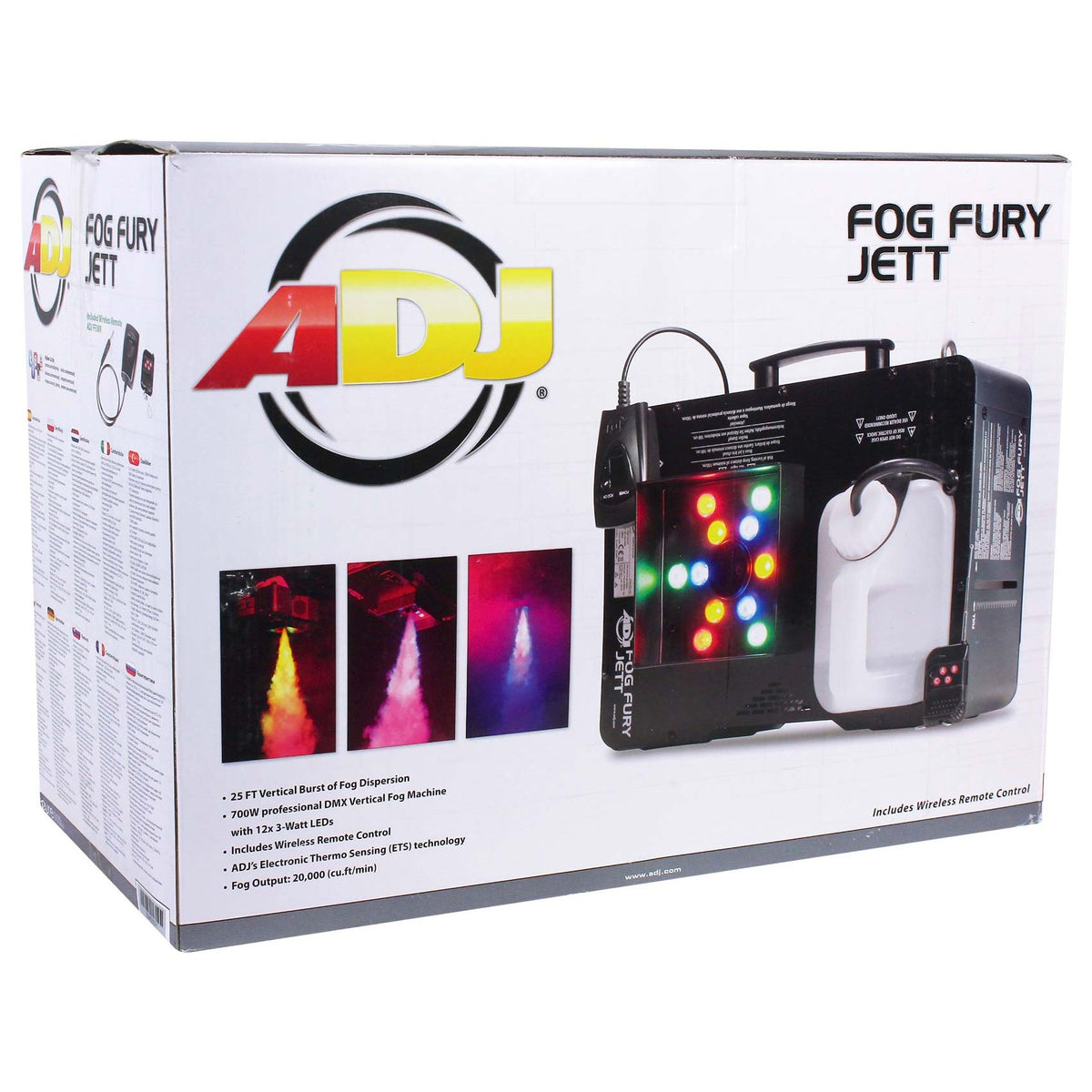 American DJ Fog Fury Jett 700W Vertical Fog Machine w/12 LED+DMX+Wireless Remote