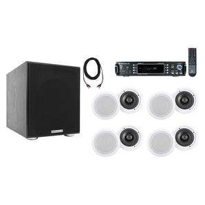 Rockville RPA60BT Home Theater Receiver Amplifier+(8) 6.5" Ceiling Speakers+Sub