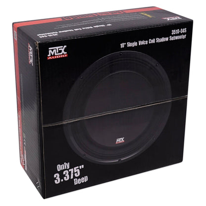 MTX 3510-04S 10" 600 Watt Shallow Mount Car Audio Subwoofer Slim Sub SVC 4-ohm