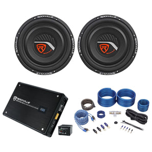 2) Rockville W12T4S2 12" Shallow Mount 1400w Car Subwoofers+Mono Amplifier+Wires