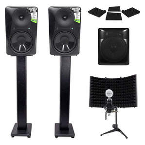 2 Mackie MR824 8” Powered Studio Monitors+10" Active Sub+Mic+Mount+Stands+Pads
