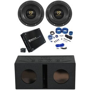 2) Rockville W65K9D4 6.5" 1000w Subwoofers+Bedlined Vented Box+Amplifier+Amp Kit