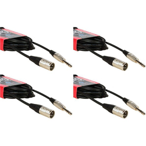 (4) Hosa HSX-020 20 Foot Rean 1/4" TRS To XLR Male Pro Speaker Cables