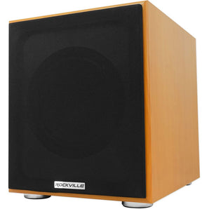Rockville Rock Shaker 8" Classic Wood 400w Powered Home Theater Subwoofer Sub