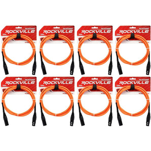 8 Rockville RCXFM6P-O Orange 6' Female to Male REAN XLR Mic Cable 100% Copper