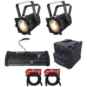 2 Chauvet DJ EVE P-140 VW D-Fi Cool/Warm Stage Lights+DMX Controller+Bags+Cables