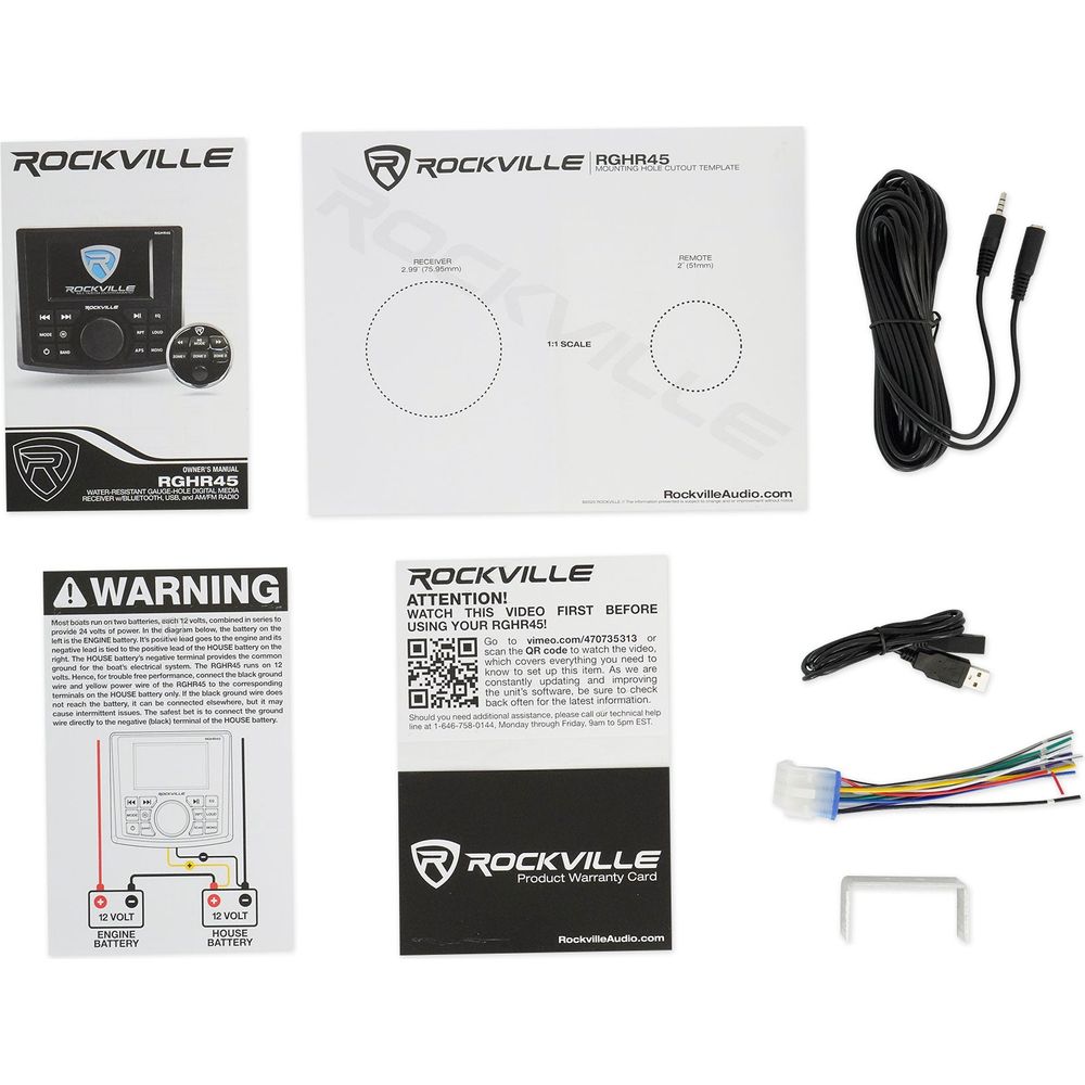 RGHR45 4 Zone Marine Receiver w/Bluetooth+4) 6.5" Black Tower Speakers