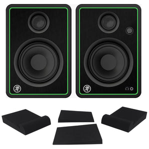 2 Mackie CR4-XBT 4" Reference Studio Monitor Speakers w/Bluetooth+Isolation Pads