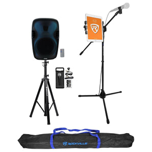 Technical Pro PLIT15 Portable 15" Karaoke Party Speaker w/LED+Stands+Microphone