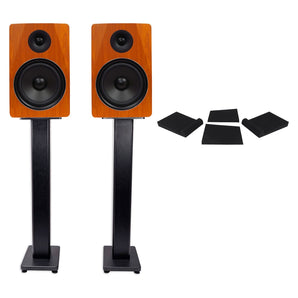 Pair Rockville APM8C 8" 2-Way 500 Watt Powered USB Studio Monitors+Stands+Pads