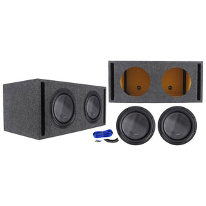 2) American Bass XR-12D2 2400w 12" Car Audio Subwoofers+Vented Sub Box Enclosure