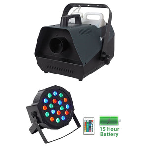 American DJ Fog Fury 3000w DMX Fog Machine With Wired Remote+Battery Par Light