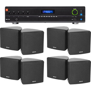 JBL Commercial Amplifier+(8) 3.5" Black Cube Speakers for Restaurant/Bar/Cafe