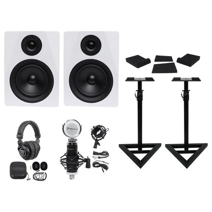 DPM5W White 2-Pack + RVSM1 Stands Bundle
