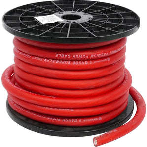 Rockville R0G50RED 0 Gauge 50 Foot Spool Red Car Amp Power+Ground Wire Cable