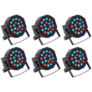 (6) Rockville RockPAR50 LED RGB Compact Par Can DJ/Club DMX Wash Lights