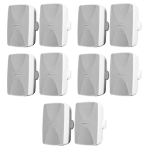 (10) Rockville WET-7020W White 70V 5.25" Commercial Indoor/Outdoor Wall Speakers