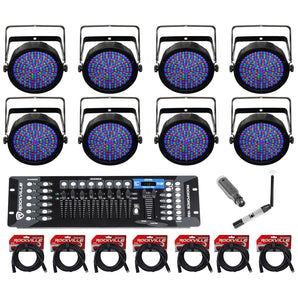 (8) Chauvet DJ Slimpar 64 RGBA Wash Lights+Controller+Receiver+Transmitter