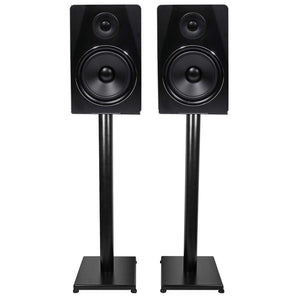 Pair Rockville APM8B 8" 500 Watt Powered USB Studio Monitor Speakers+29" Stands