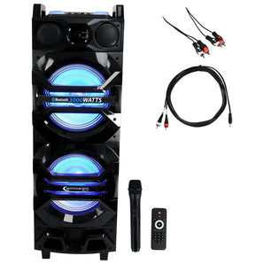Technical Pro Dual 10” 3000w Rechargeable Karaoke Machine System w/Bluetooth
