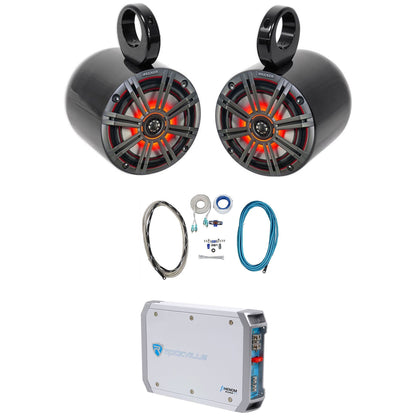 45KM654L LED Speakers + MAC65B Tower Pods + RXM-T1 Amplifier + 4 Gauge Wire Kit