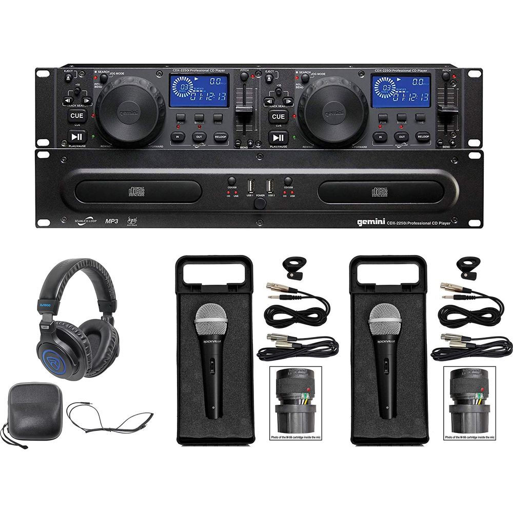CDX-2250i DJ Media Player with Headphones and (2) Microphones