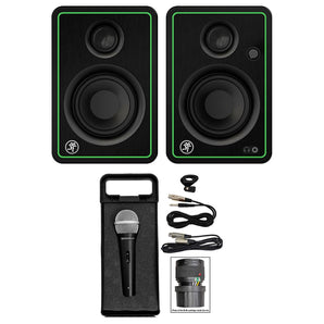 2) Mackie CR3-XBT 3" 50w Bluetooth Reference Studio Monitors + Microphone