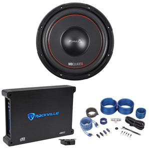 MB QUART FW1-254 10" 1200 Watt Car Audio DVC Subwoofer+Mono Amplifier+Amp Kit