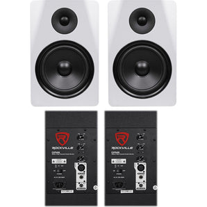 (2) Rockville DPM8W Dual Powered 8" 600 Watt Active Studio Monitor Speakers