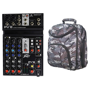 Peavey PV6 PV 6 Pro Audio Mixer w/ USB, Compressor and Effects+CAMOPACK Bag