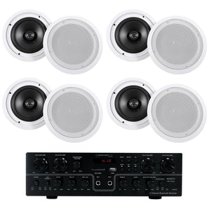 Technical Pro RX4CH Bluetooth Home Receiver Amp+(8) 8" White Ceiling Speakers