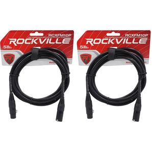 2 Rockville RCXFM10P-B Black 10' Female to Male REAN XLR Mic Cable 100% Copper