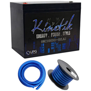 Kinetik HC1800-BLU 1800 Watt 12V Car Audio Battery/Power Cell+Power/Ground Wires