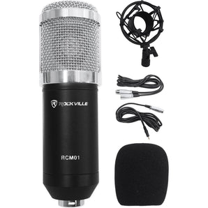 Rockville RCM01 PC Podcast Podcasting Recording Microphone+Weighted Desk Stand