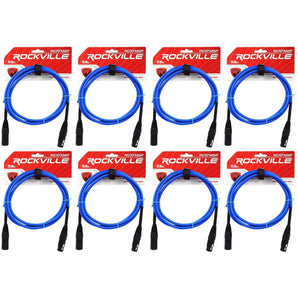 8 Rockville RCXFM6P-BL Blue 6' Female to Male REAN XLR Mic Cable 100% Copper
