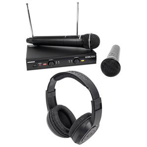 SAMSON Stage 200 Dual VHF Handheld Wireless Microphones+Headphones - D Band