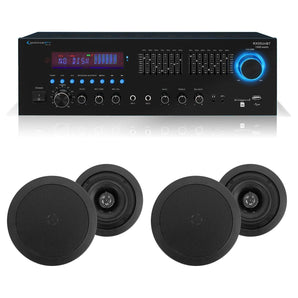 Technical Pro RX55URIBT Home Theater Receiver+(4) 5.25" Black Ceiling Speakers