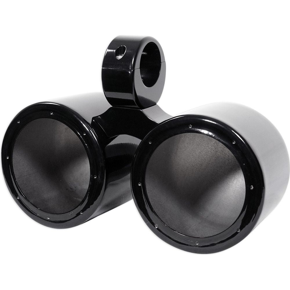 (4) RKL65MBW 6.5" Marine Wakeboard LED Speakers+Dual Black Pods+Amplifier