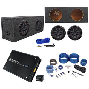 2 Kicker 43CVR104 COMPVR 1400W 10" Subwoofers+Sealed Box+Mono Amplifier+Amp Kit