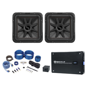 (2) KICKER 45L7R124 12" 2400w L7R Subwoofers Solo-Baric+Mono Amplifier+Amp Kit