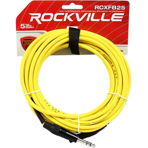 Rockville RCXFB25Y 25' Female XLR to 1/4'' TRS Cable Yellow, 100% Copper